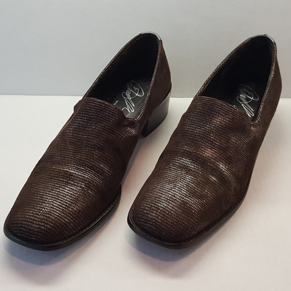 Donald J Pliner Signature brown silver loafers